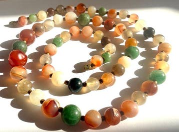 Vintage veelkleurige agaatketting, 110 gram, 75 cm, circa, Verzamelen