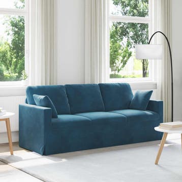 vidaXL Bank Blauw 198 x 78 x 80 cm Fluweel, Huis en Inrichting, Banken | Bankstellen, Verzenden, Nieuw, Stof, Minder dan 150 cm