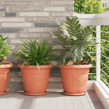 vidaXL Plantenpotten 6 st Baksteenrood Ø 39 x 32 cm, Tuin en Terras, Kunststof, Verzenden, Minder dan 60 cm, Nieuw
