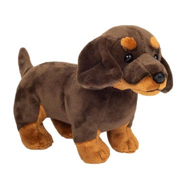 Teckel knuffel hond - pluche - donkerbruin - 21 cm, Verzenden, Nieuw