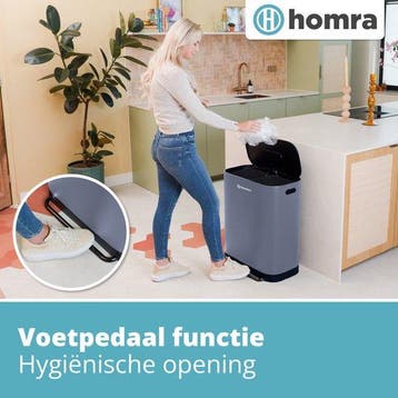 2dekans | Homra Rockx Pedaalemmer 60 Liter - Duo Prullenbak, Ophalen of Verzenden, Zo goed als nieuw