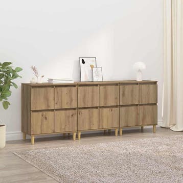 vidaXL Dressoirs 3 st Artisan Eiken 60 x 35 x 70 cm Bewerkt, Verzenden, Nieuw, 50 tot 100 cm, 25 tot 50 cm