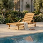 Ligstoel / Ligbed SunScape - Acaciahout - Verstelbare Rugleu, Tuin en Terras, Verzenden, Nieuw