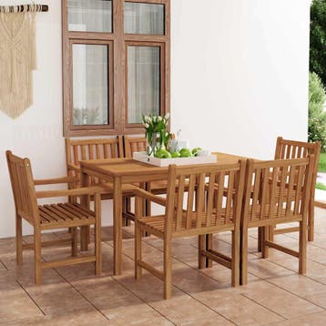 vidaXL 7-delige tuinset 140x80 cm massief teakhout, Tuin en Terras, Verzenden, Nieuw, Hout, Tuinset