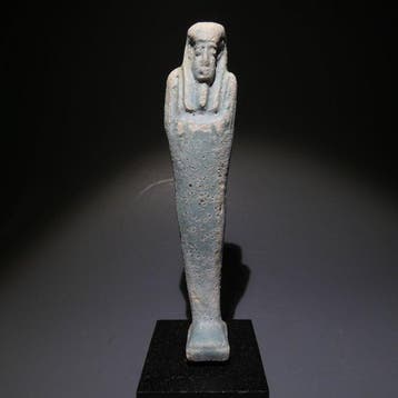 Oud-Egyptisch Faience Shabti. 11,3 cm H. 30e dynastie, 378 -