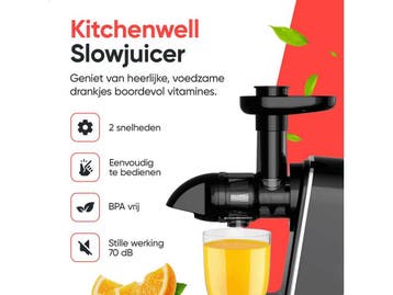 Kitchenwell Slowjuicer - 700ml - Groenten en fruitpers met, Witgoed en Apparatuur, Juicers, Verzenden, Nieuw