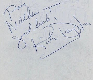 Kirk DOUGLAS - Dédicace autographe signée - 1980, Nieuw