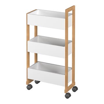 Trolley Varulta bamboe 80x41x20 cm wit [en.casa], Verzenden