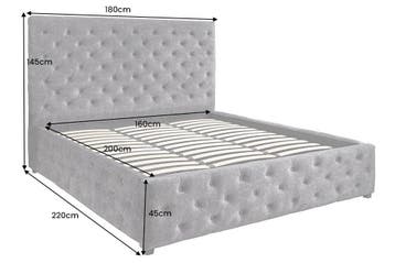 Bed PARIS 160x200cm Chesterfield-look, fluweelgrijs, met, Ophalen of Verzenden, Nieuw