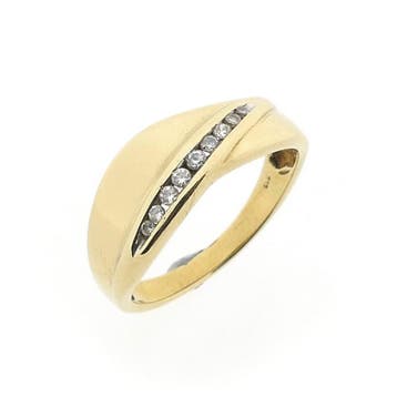 Gouden ring met zirconia, Gebruikt, Ophalen of Verzenden, 17 tot 18, Met edelsteen