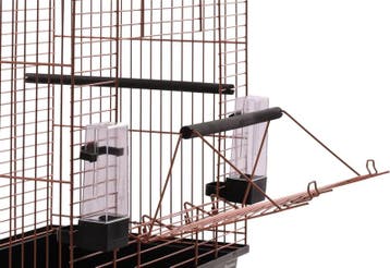 Vogelkooi Flamingo Edith Koper/Zwart – Parkietenkooi met.., Verzenden, Nieuw, Metaal, Vogelkooi