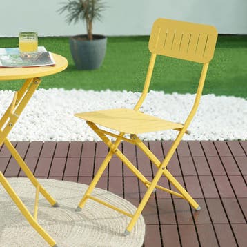 Klapstoel Sande set van 2 tuinstoelen 84,5x42x50 cm geel [en, Tuin en Terras, Verzenden, Nieuw