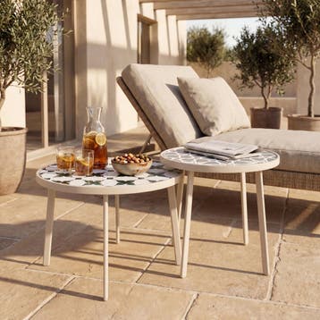 Outdoor statafel Faeto 2-delig. Glasplaat Champagne [casa.pr, Verzenden, Nieuw