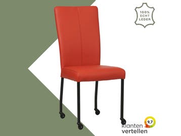Leren eetkamerstoel Deal - Toledo Siegelstein (rood) -, Nieuw, Leer, Ophalen of Verzenden, Rood