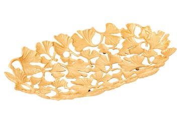 Decoratieve kom GINKGO LEAFS 50cm goud handgemaakt metaal -, Huis en Inrichting, Ophalen of Verzenden, Nieuw