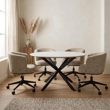 Ronde eettafel Lynn Wit Marmer 130 cm | Starfurn, Ophalen of Verzenden, Nieuw