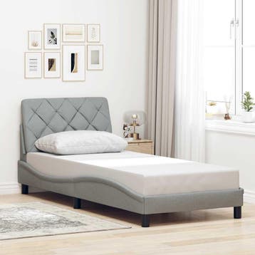 vidaXL Bedframe zonder matras 80x200 cm stof lichtgrijs, Eenpersoons, Verzenden, Nieuw, 80 cm