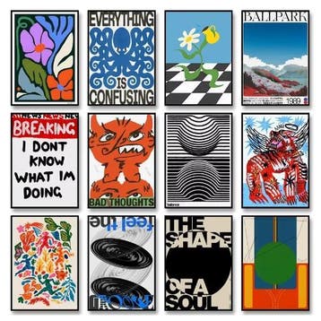 Retro Abstracte Canvas Poster Moderne Wandkunst Decoratie, Verzenden, Nieuw