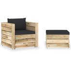 vidaXL 2-delige Loungeset met kussens groen geïmpregneerd, 2 zitplaatsen, Verzenden, Nieuw, Loungeset