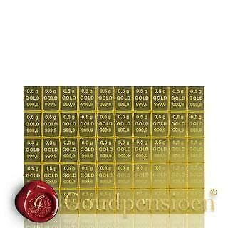 25 gram gouden Combibar (50 x 0,5 gram) 999,9 Puur Goud, Postzegels en Munten, Ophalen of Verzenden, Goud