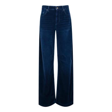MAC • blauwe fluwelen wideleg broek • 36, MAC, Nieuw, Maat 36 (S), Verzenden