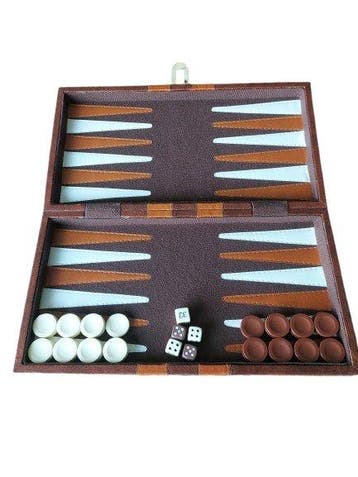 Bordspel - Luxe Back Gammon Spel in Lederen Koffer