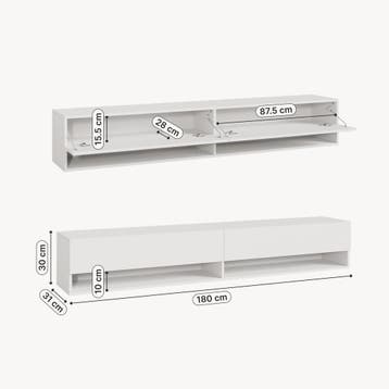 TV meubel Halmstad zwevend tv lowboard 180x31x30 cm wit [en., Verzenden, Nieuw