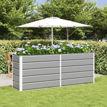 vidaXL Plantenbak Lichtgrijs 195 x 50 x 75 cm Gegalvaniseerd, Verzenden, Minder dan 60 cm, Nieuw, Metaal