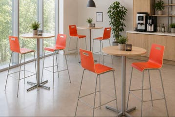 Thereca Tommy 1s barkruk, multiplex schaal, metalen frame..., Ophalen of Verzenden, Gebruikt, Overige kleuren