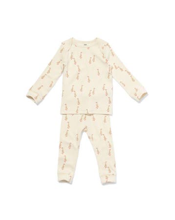 HEMA Baby meegroeipyjama rib ganzen creme, Verzenden, Nieuw