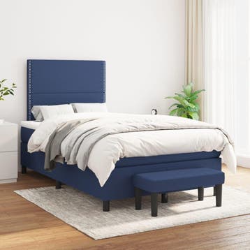 vidaXL Boxspring met matras stof blauw 120x200 cm, Nieuw, Twijfelaar, 120 cm, 200 cm
