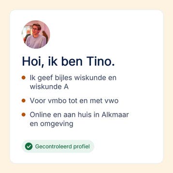 Wiskunde bijles in Alkmaar voor vmbo tot en met vwo, Privéles, Bijles