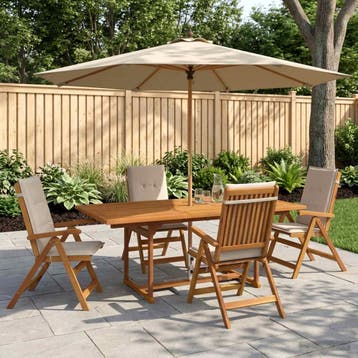 vidaXL 5-delige tuin eetset Naturel Massief Acaciahout, Verzenden, Nieuw