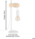 EGLO Townshend - Tafellamp - 1-lichts - E27 - Wit/Eikenhout, Verzenden, Nieuw