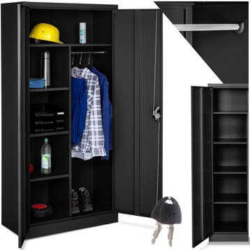 Lockerkast met 6 vakken en hanggedeelte - zwart, 80 cm, Verzenden, Nieuw