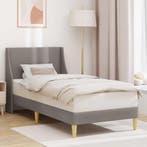 vidaXL Bedframe Effen met hoofdeinde Taupe 90 x 190 cm Stof, Verzenden, Nieuw, Stof