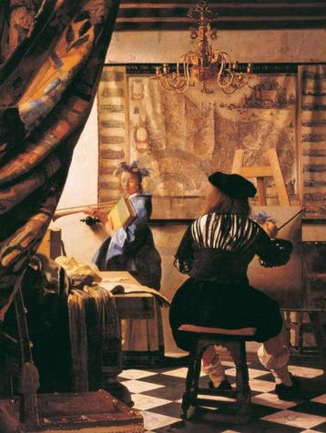 Kunstdruk Johannes Vermeer - Die Malkunst 60x80cm, Verzenden, Nieuw