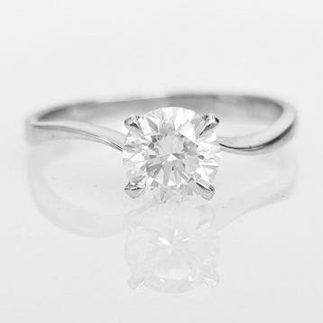 Zonder minimumprijs - Verlovingsring - 14 karaat Witgoud -, Sieraden, Tassen en Uiterlijk, Antieke sieraden