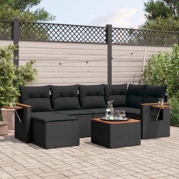 vidaXL Patio Sofa Set 7-zits Black, Verzenden, Nieuw