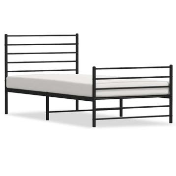 vidaXL Bedframe met hoofd- en voeteneinde metaal zwart, Huis en Inrichting, Slaapkamer | Bedden, Eenpersoons, Verzenden, Zwart