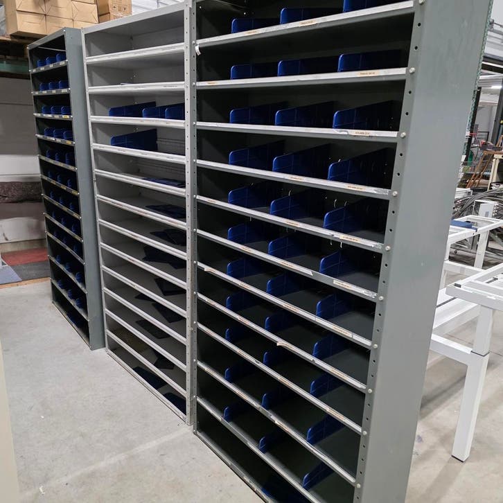 Set van 5 stalen  magazijnkasten met scheidingschotten afm 2, Doe-het-zelf en Verbouw, Overige Doe-het-zelf en Verbouw, Ophalen of Verzenden