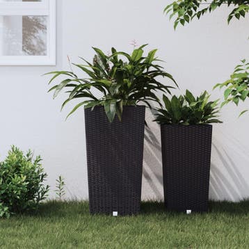 vidaXL Plantenbak met uitneembare bak rattan-look 21/49 L PP, Tuin en Terras, Bloembakken en Plantenbakken, Verzenden, Nieuw, Kunststof