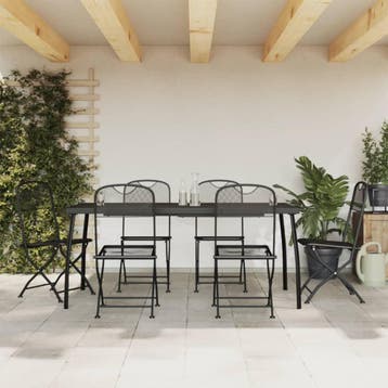 vidaXL 7-delige Tuinset metaalgaas antracietkleurig, Overige materialen, Verzenden, 6 zitplaatsen, Nieuw