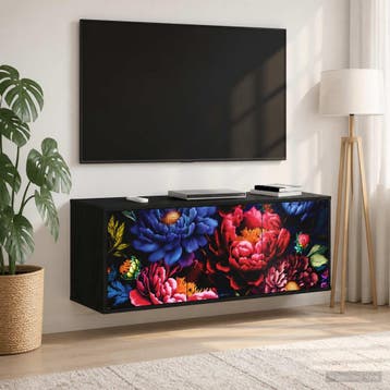 vidaXL Wandgemonteerd tv-meubel KIEL 102 x 33 x 40 cm Zwart, Minder dan 50 cm, Verzenden, Nieuw, Minder dan 100 cm