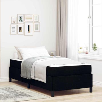 vidaXL Boxspringbed Zwart 90 x 200 cm Stof, Eenpersoons, Verzenden, Zwart, Nieuw