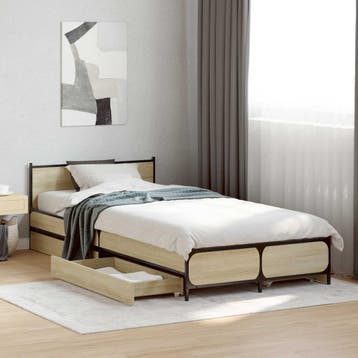 vidaXL Bedframe met Hoofdeinde Sonoma Eiken 80 x 200 cm, Eenpersoons, Bruin, Verzenden, Nieuw