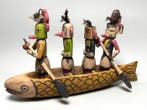 Hopi-kano met 4 Kachina-figuren - 54 cm (Zonder