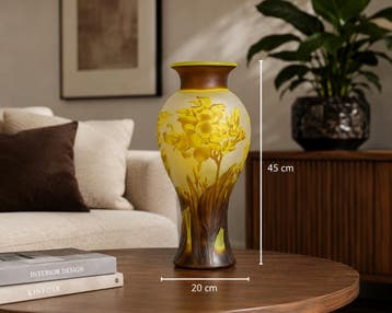 Cameo Glazen Balustervaas Libelle – Handgemaakte Kunstglazen, Verzenden, Geel, Nieuw, Glas
