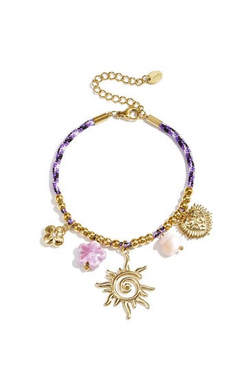 Goudlief Kleurrijk koord armband met variërende hangers p.., Sieraden, Tassen en Uiterlijk, Armbanden, Verzenden, Nieuw, Zilver