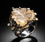 925 zilver zwart gerhodineerd - citrien - topaas - Ring